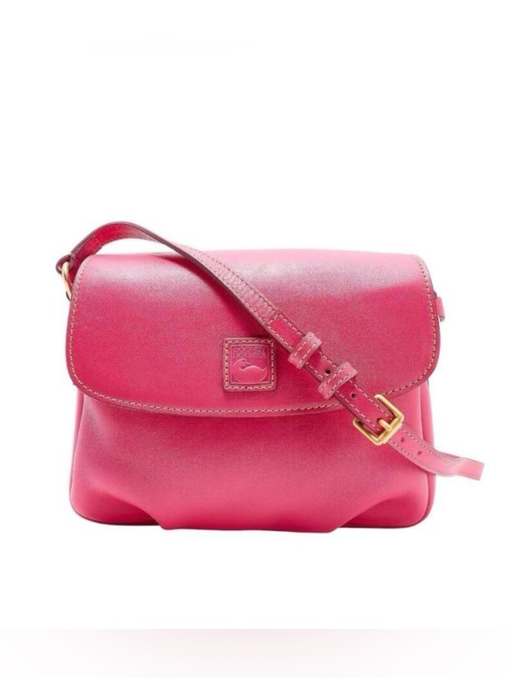 Dooney & Bourke Florentine Leather Flap Crossbody Fuchsia in pristine condition